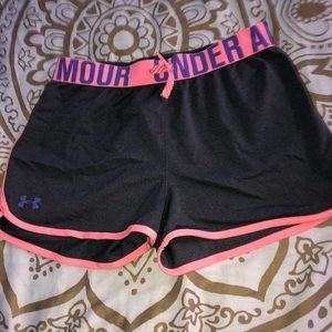 UA GREY AND CORAL SHORTS